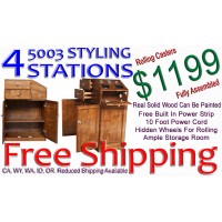 4 Pcs 5003 Solid Wood Styling Station On Wheels