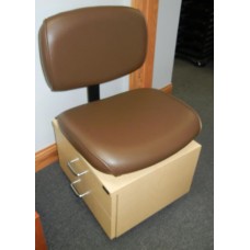 Showroom Model Collins 2510 Wallaby Brown Pedicure Stool With 2 Drawer Rolling Maple Laminated Base New